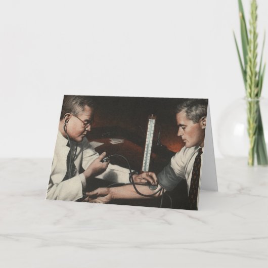 ヴィンテージ医学、病気の患者を検査する医師 カード (正面)
