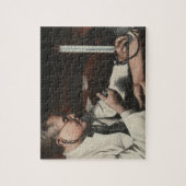 ヴィンテージ医学、病気の患者を検査する医師 ジグソーパズル (縦)