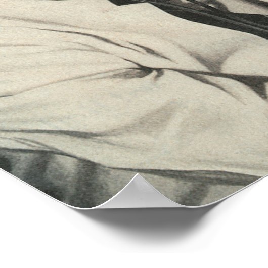 ヴィンテージ医学、病気の患者を検査する医師 ポスター (角)