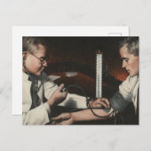 ヴィンテージ医学、病気の患者を検査する医師 ポストカード (正面/裏面)