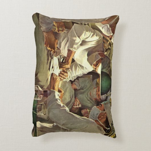 ヴィンテージ医学、ERで手術を行う医師 アクセントクッション (裏面(縦))