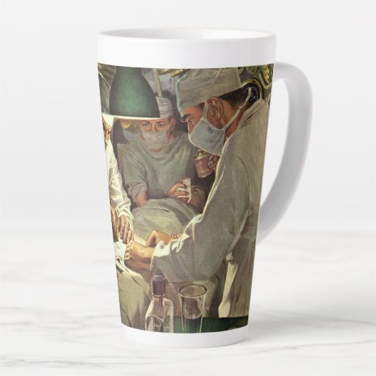 ヴィンテージ医学、ERで手術を行う医師 カフェラテマグ (右アングル)