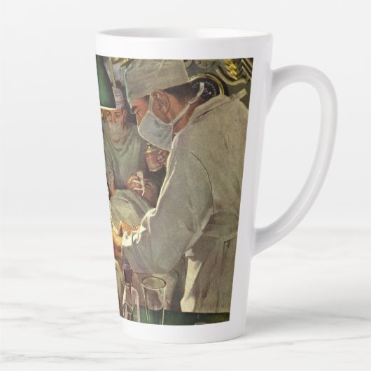 ヴィンテージ医学、ERで手術を行う医師 カフェラテマグ (右)