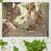 ヴィンテージ医学、ERで手術を行う医師 キッチンタオル (折り畳み)