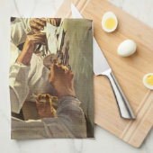 ヴィンテージ医学、ERで手術を行う医師 キッチンタオル (四つ折り)