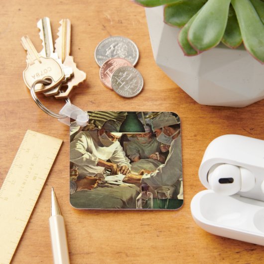 ヴィンテージ医学、ERで手術を行う医師 キーホルダー (デスク)