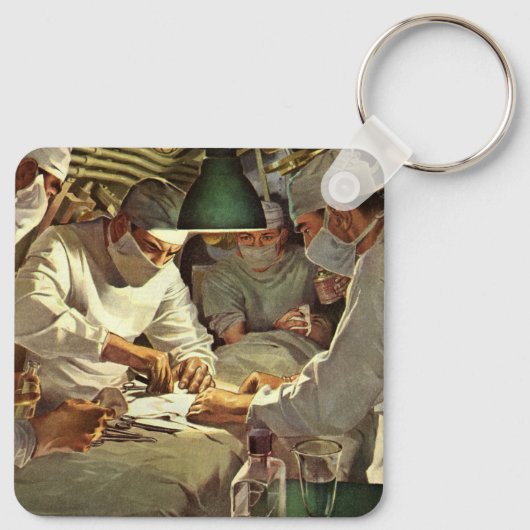 ヴィンテージ医学、ERで手術を行う医師 キーホルダー (裏面)