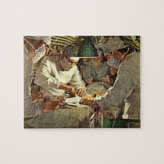 ヴィンテージ医学、ERで手術を行う医師 ジグソーパズル (横)