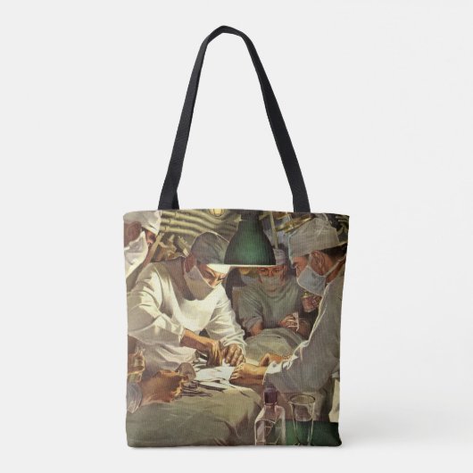 ヴィンテージ医学、ERで手術を行う医師 トートバッグ (裏面)
