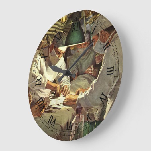 ヴィンテージ医学、ERで手術を行う医師 ラージ壁時計 (傾斜)