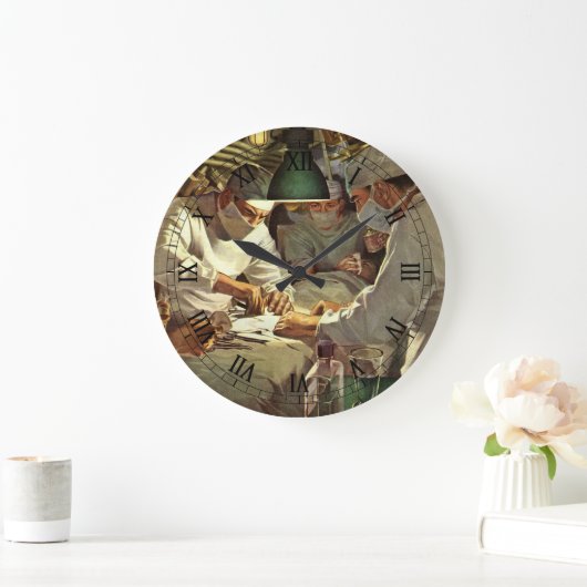 ヴィンテージ医学、ERで手術を行う医師 ラージ壁時計 (ホーム)