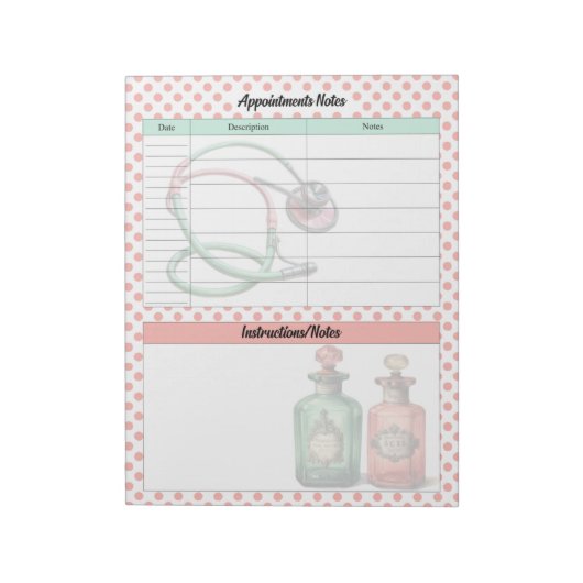 ヴィンテージ医療アポイントメントに関する注意事項 ノートパッド (回転)