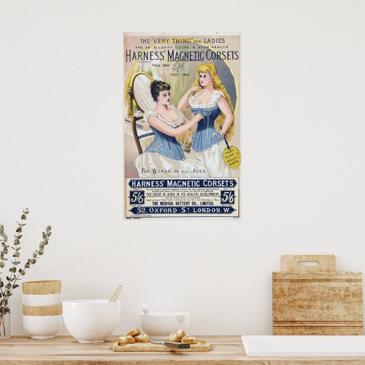 ヴィンテージ医療用カックリーハーネス磁気コルセット ポスター (キッチン)