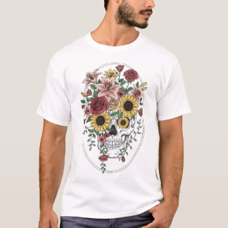 ヴィンテージ医療解剖学スケールフラワー Tシャツ