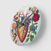 ヴィンテージ医療解剖学ハート花ドクター ラウンド壁時計 (傾斜)
