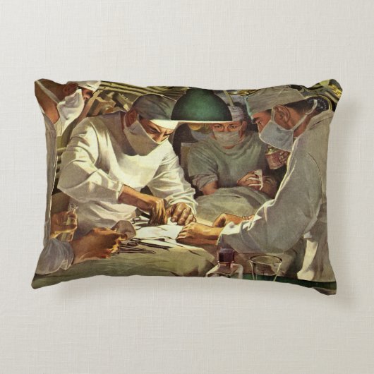 ヴィンテージ医療、ERでの手術を行う医師たち アクセントクッション (裏面)
