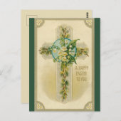 ヴィンテージ十字架とユリの谷イースター ポストカード (正面/裏面)