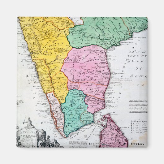 ヴィンテージ半島の地図 | 1733 マグネット (正面)