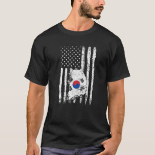 ヴィンテージ半韓国半米国旗プライド Tシャツ
