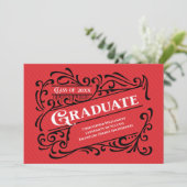 ヴィンテージ卒モダン業写真大学校赤 招待状 (スタンド正面)