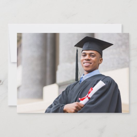 ヴィンテージ卒モダン業写真大学校赤 招待状 (裏面)