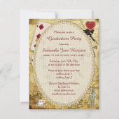 ヴィンテージ卒業パーティーワンダーランドウサギ 招待状 (裏面)