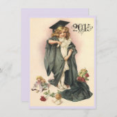 ヴィンテージ卒業パーティー招待状バラ人形 招待状 (正面/裏面)
