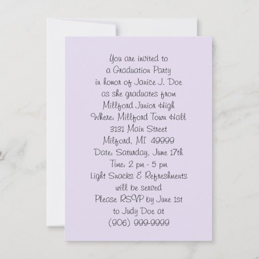 ヴィンテージ卒業パーティー招待状バラ人形 招待状 (裏面)