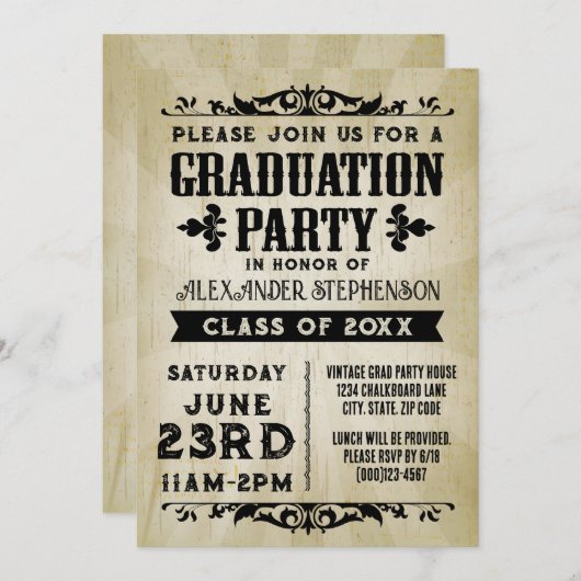 ヴィンテージ卒業党招待状 招待状 (正面/裏面)