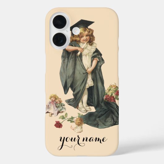 ヴィンテージ卒業式 女の子が帽子とローブを着用 Case-Mate iPhoneケース (裏面)