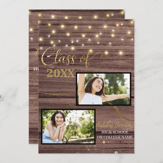 ヴィンテージ卒業招待状 招待状 (正面/裏面)