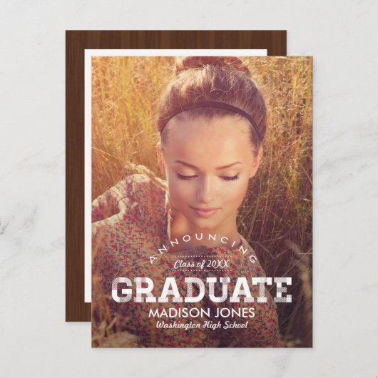 ヴィンテージ卒業発表/招待状 インビテーションポストカード (正面/裏面)