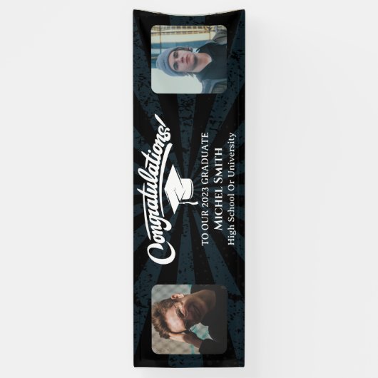 ヴィンテージ卒業祝いブラック2枚の写真 横断幕 (縦)