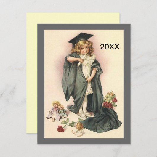 ヴィンテージ卒業2012招待状人形バラ 招待状 (正面/裏面)