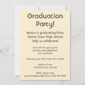 ヴィンテージ卒業、キャップとガウンを着た少女 招待状 (裏面)