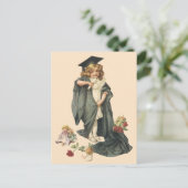 ヴィンテージ卒業、キャップとガウンを着た少女 案内ポストカード (スタンド正面)