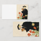 ヴィンテージ卒業、 本を読む卒業生 コーリングカード (正面/裏面)