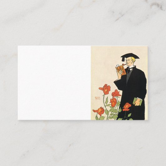 ヴィンテージ卒業、 本を読む卒業生 コーリングカード (正面)