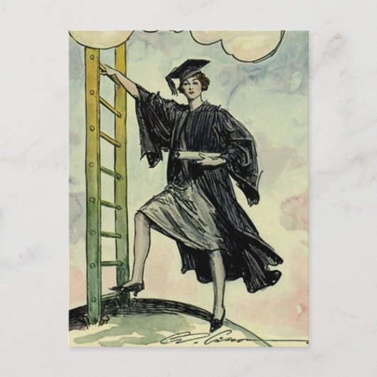 ヴィンテージ卒業、登山企業のはしご ポストカード (正面)