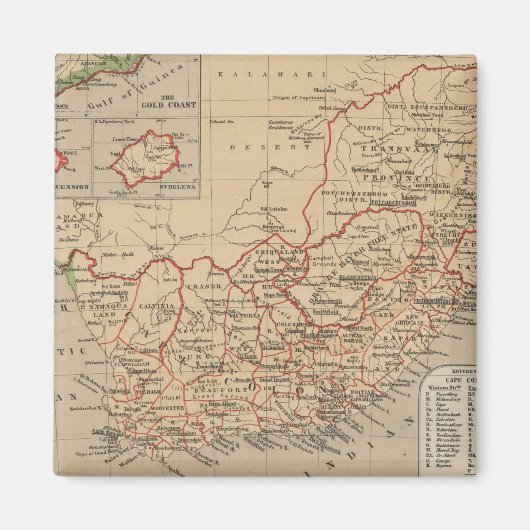 ヴィンテージ南アフリカの地図（1880年） マグネット (正面)