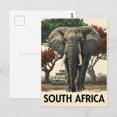 ヴィンテージ南アフリカ・エレファントサファリ・トラベル ポストカード (正面/裏面)
