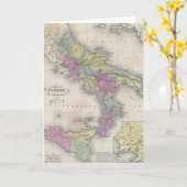 ヴィンテージ南イタリアの地図（1853年） カード (黄色い花)