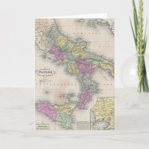 ヴィンテージ南イタリアの地図(1853年) カード