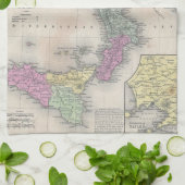 ヴィンテージ南イタリアの地図(1853年) キッチンタオル (折り畳み)