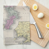 ヴィンテージ南イタリアの地図(1853年) キッチンタオル (四つ折り)