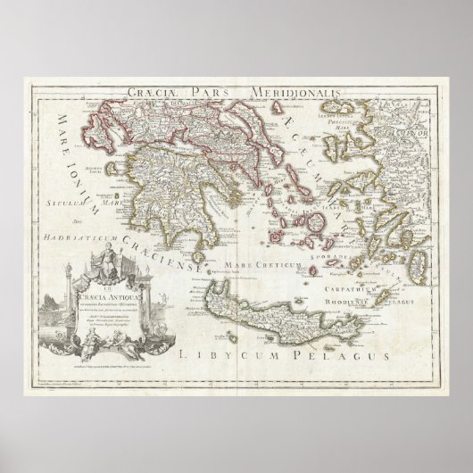 ヴィンテージ南ギリシャの地図（1794年） ポスター (正面)
