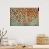 ヴィンテージ南フランスの地図（1914年） ポスター (キッチン)