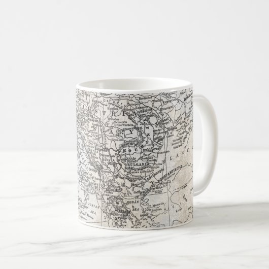 ヴィンテージ南ヨーロッパと西アジアギフトの地図 コーヒーマグカップ (正面右)