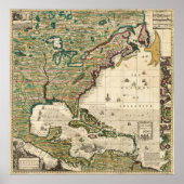ヴィンテージ南北アメリカの地図(1733) ポスター (正面)