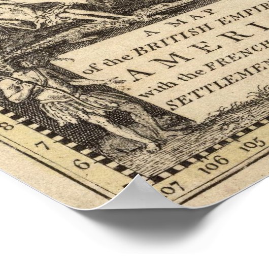 ヴィンテージ南北アメリカの地図(1733) ポスター (角)